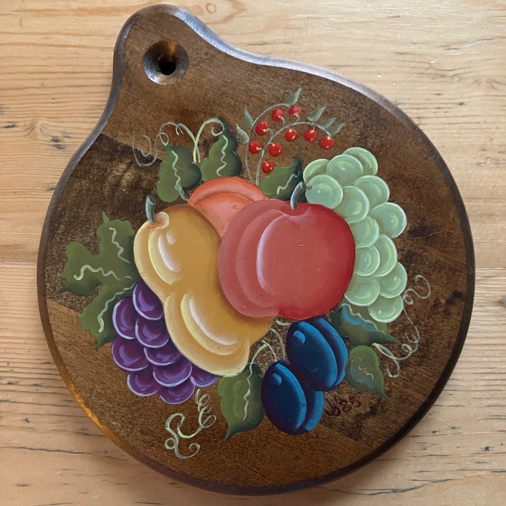 Vintage Decorative Painted Fruit Cutting Board